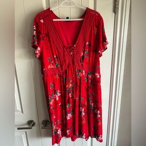 Torrid Red Flutter Sleeve MIDI Sundress